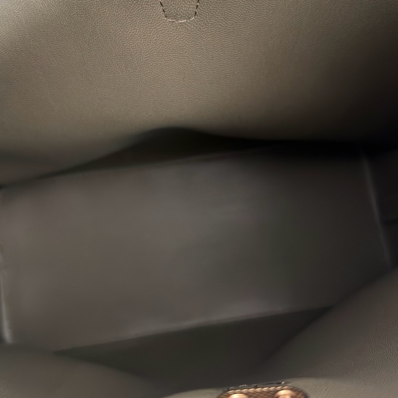 Khaki Suede Bucket Bag with Gold Accent - Picture 3 of 3